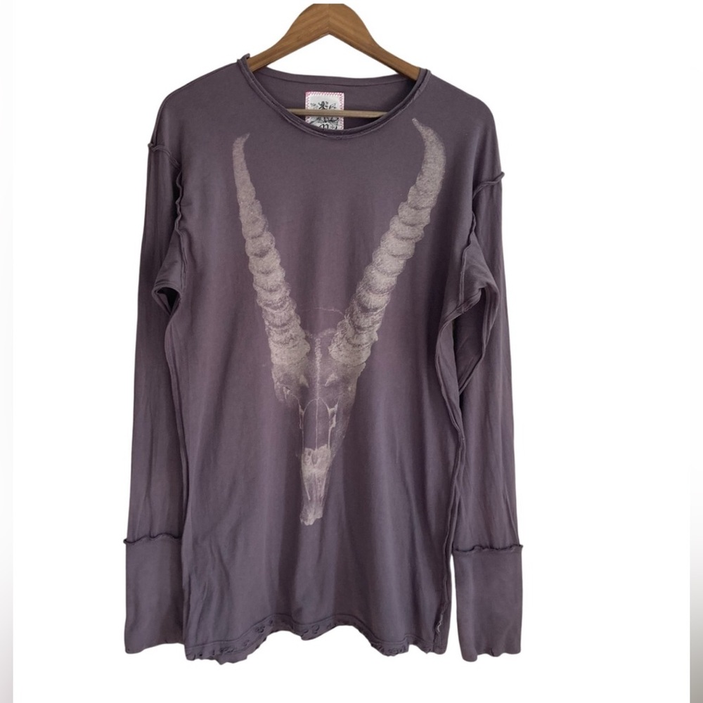 Morphine Generation Antelope Skull Print Grey Purple  Distressed Y2K